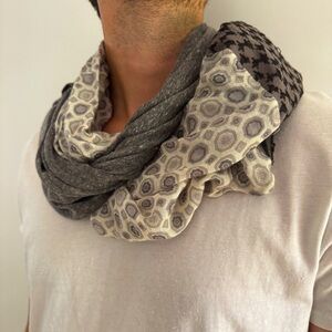 CODELLO Gray and Cream Multi- Patterned TUBE Infinity Scarf